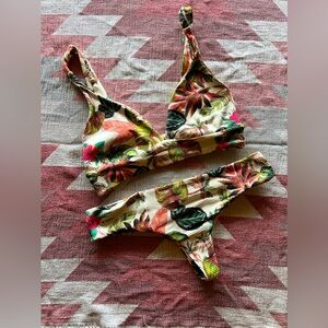 BOYS + ARROWS bikini - rare tropical print Lg top/Med bottoms